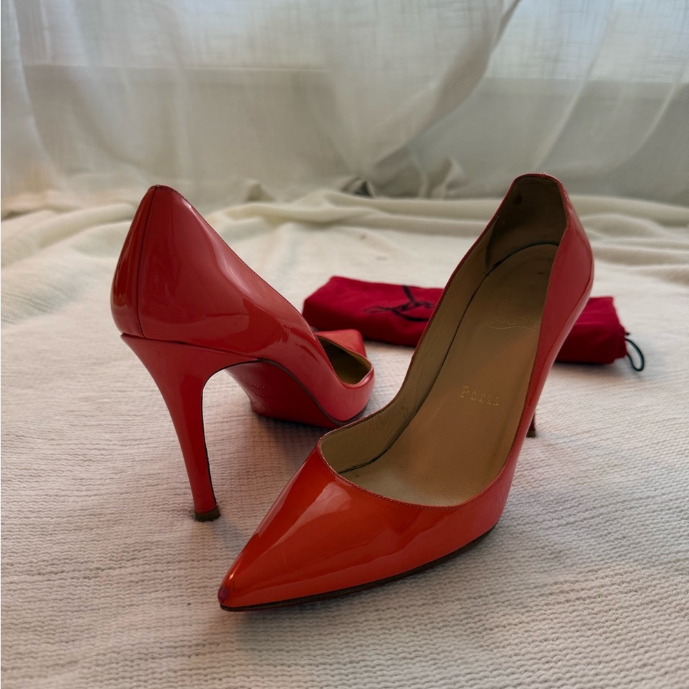 Christian Louboutin Kate stilettos hot coral pink 80mm